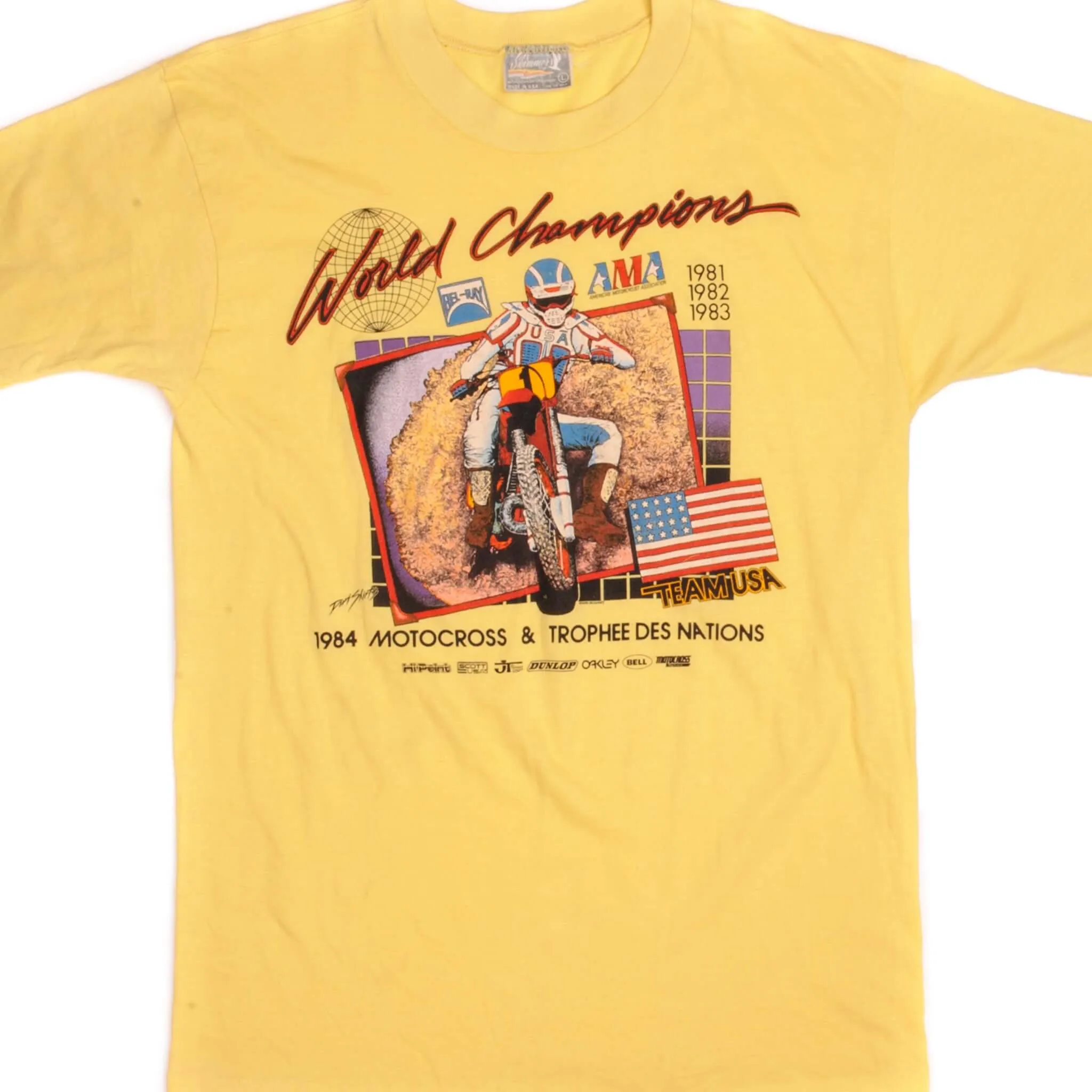 VINTAGE AMA WORLD CHAMPION MOTOCROSS DAVID BAILEY TEE SHIRT 1984 MEDIUM MADE USA