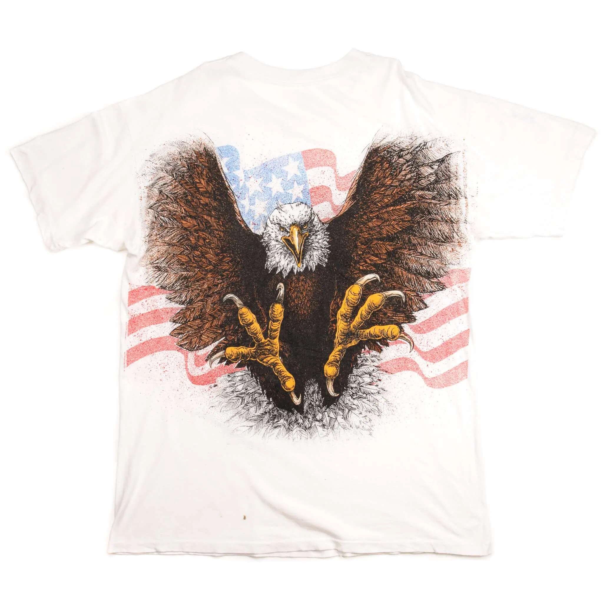 VINTAGE BALD EAGLE AND AMERICAN FLAG ALL OVER PRINT TEE SHIRT SIZE XL