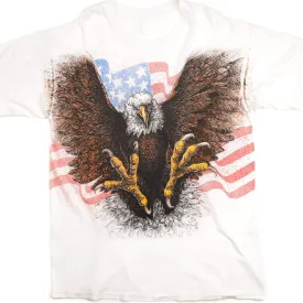 VINTAGE BALD EAGLE AND AMERICAN FLAG ALL OVER PRINT TEE SHIRT SIZE XL