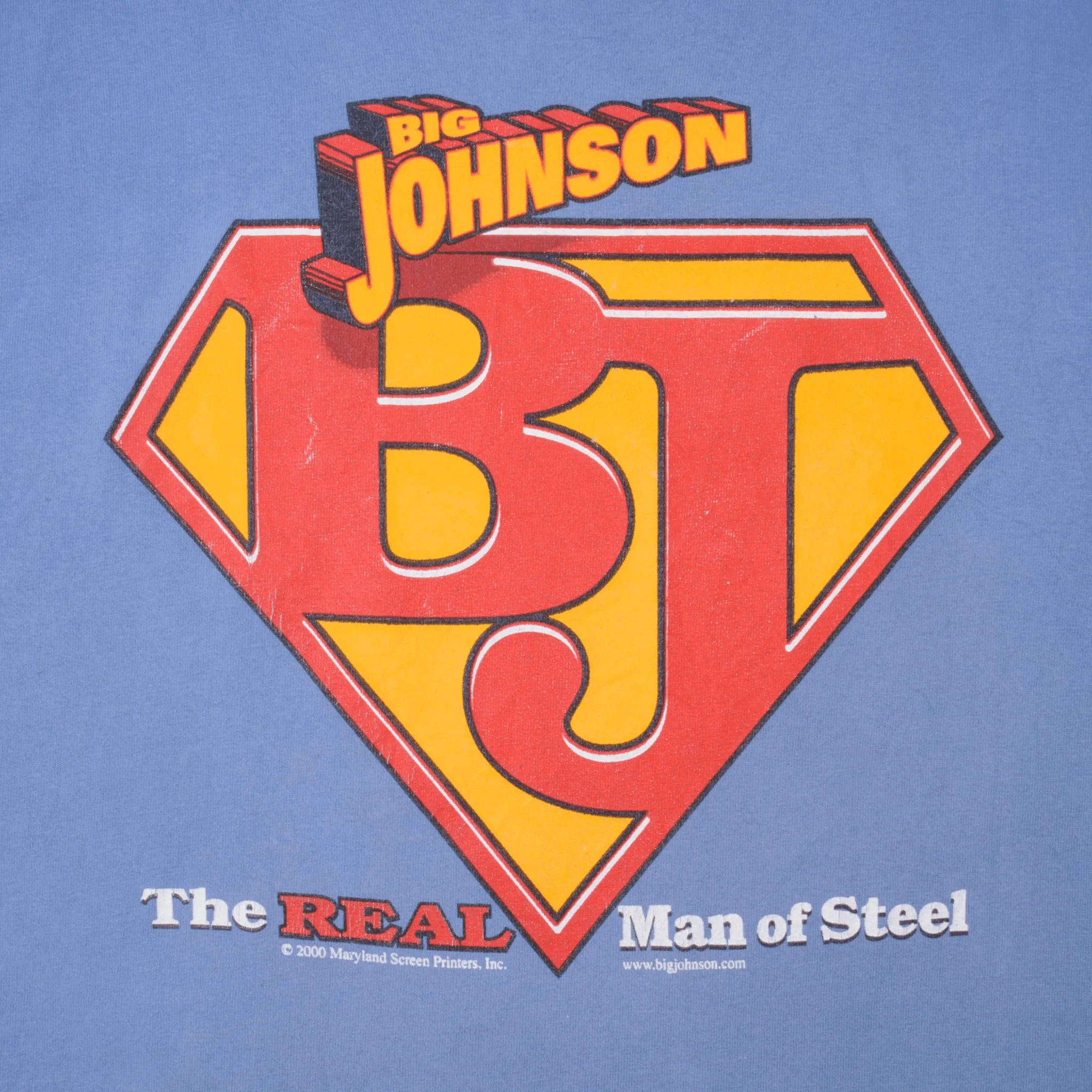 VINTAGE BIG JOHNSON THE REAL MAN OF STEEL TEE SHIRT SIZE XL