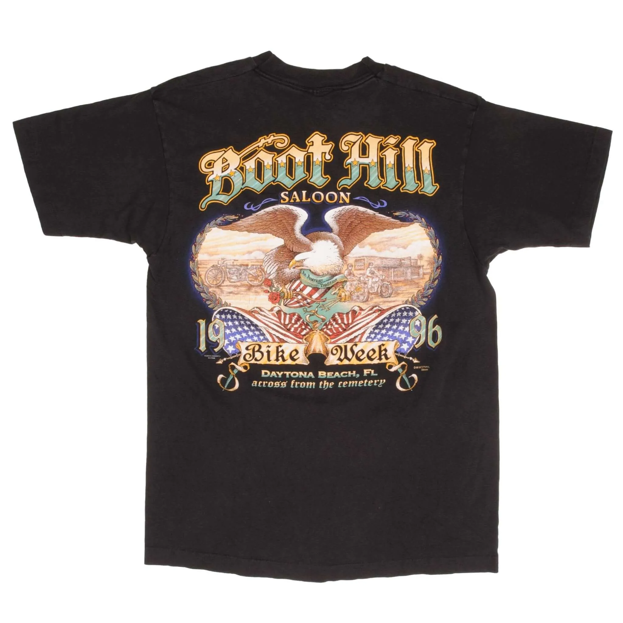 VINTAGE BOOT HILL SALOON BIKE WEEK 1996 TEE SHIRT SIZE LARGE MADE IN USA