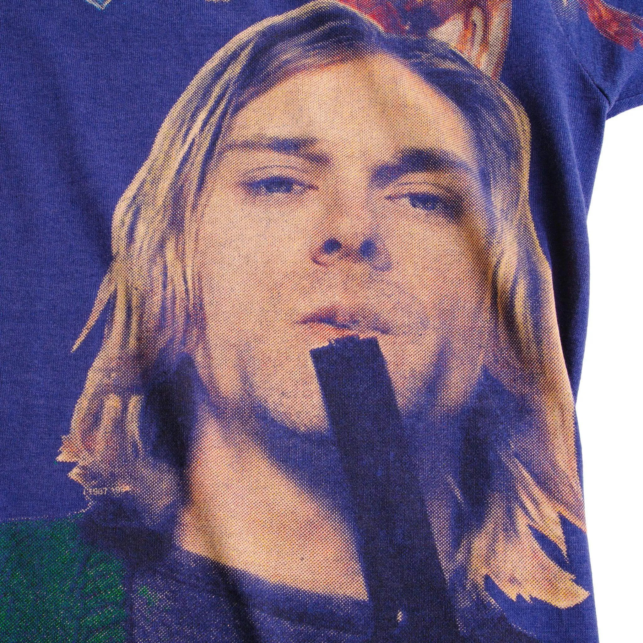 VINTAGE BOOTLEG ALL OVER PRINT NIRVANA KURT COBAIN 1994 TEE SHIRT LARGE MADE USA