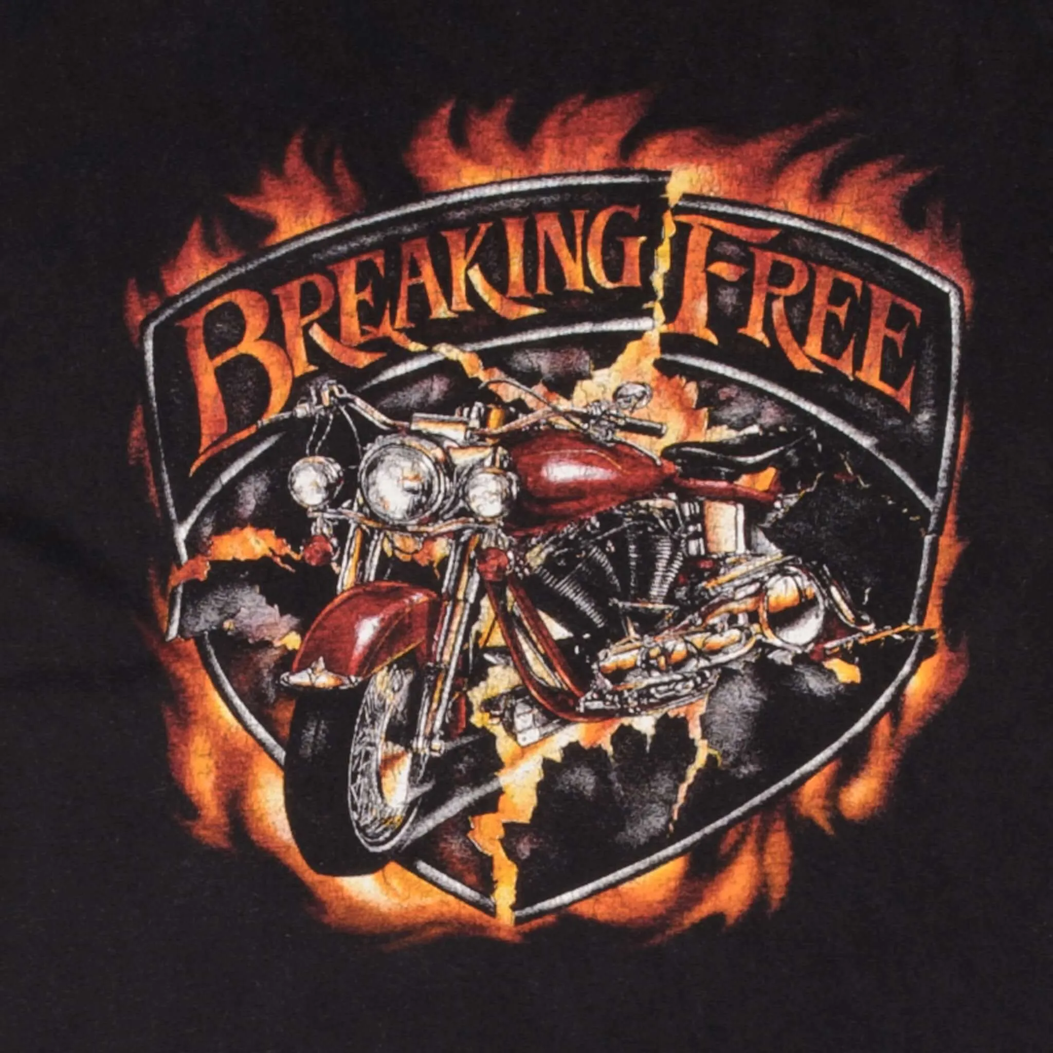 VINTAGE BREAKING FREE WOLF BIKER TEE SHIRT 1990S SIZE 2XL