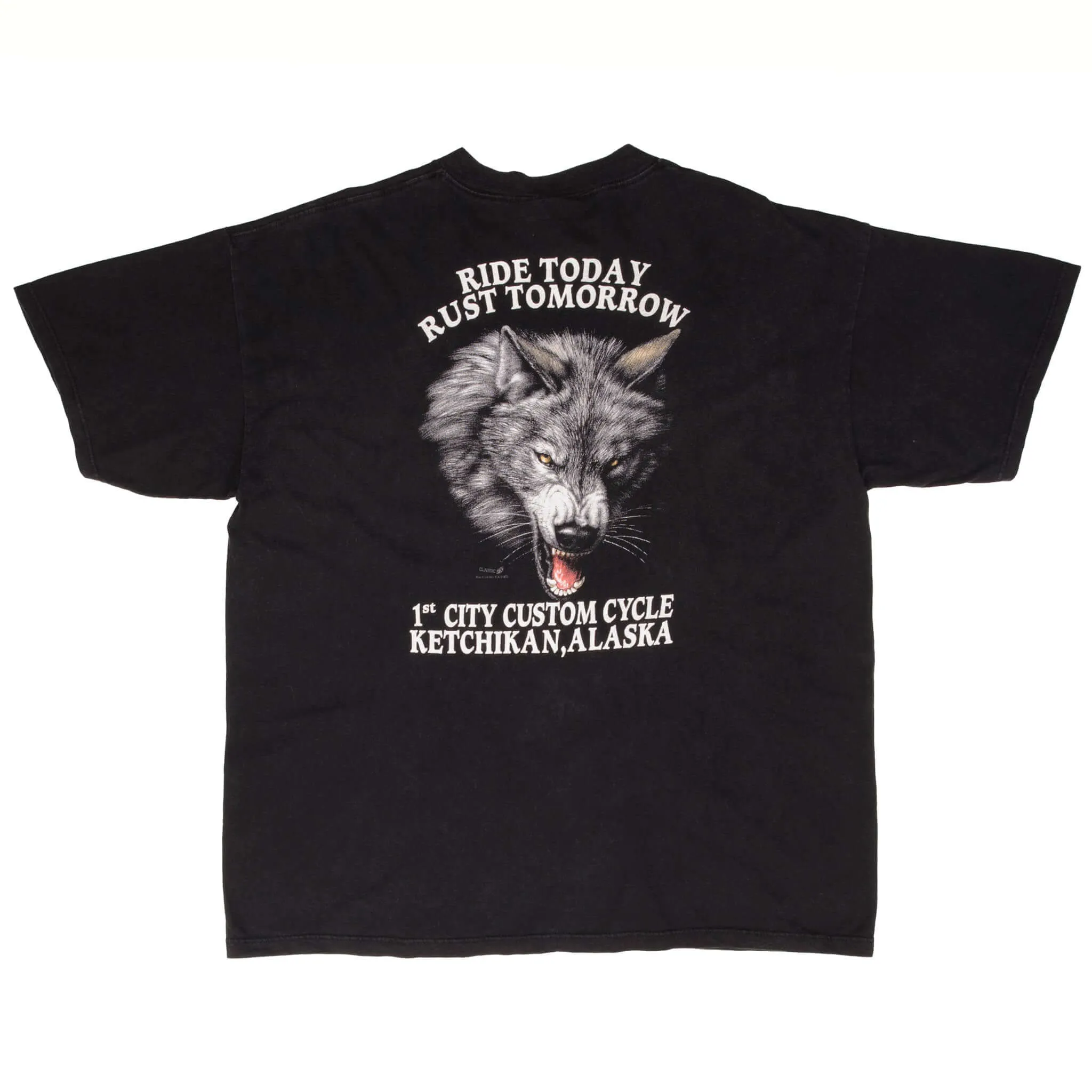 VINTAGE BREAKING FREE WOLF BIKER TEE SHIRT 1990S SIZE 2XL