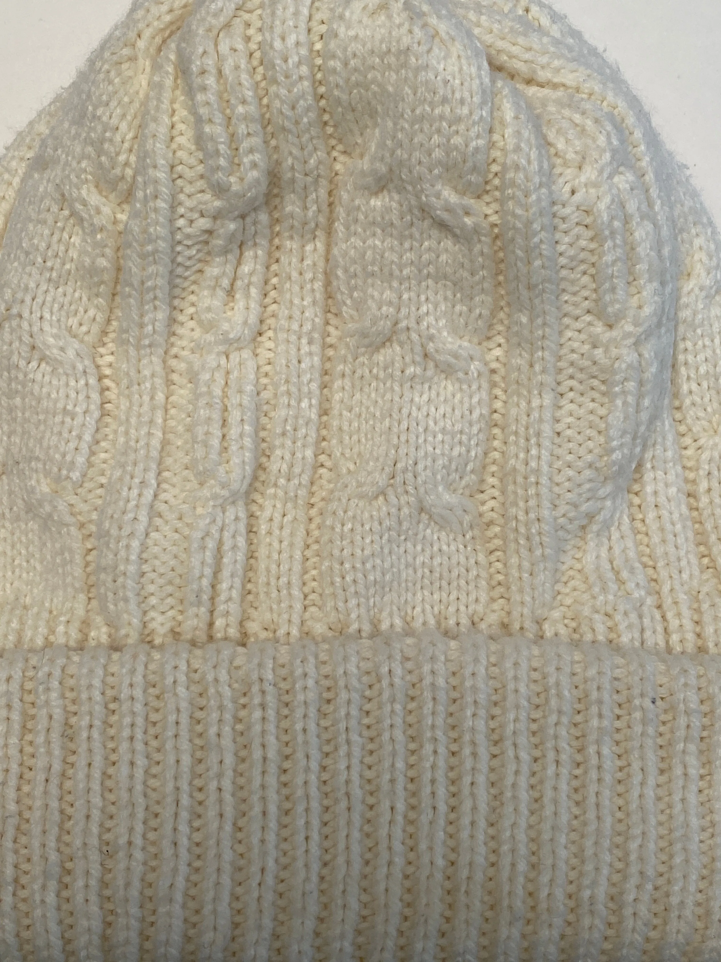 Vintage Chunky Knit Hanes Her Way Cream Beanie Winter Ski Hat