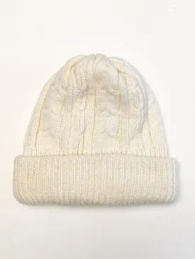 Vintage Chunky Knit Hanes Her Way Cream Beanie Winter Ski Hat