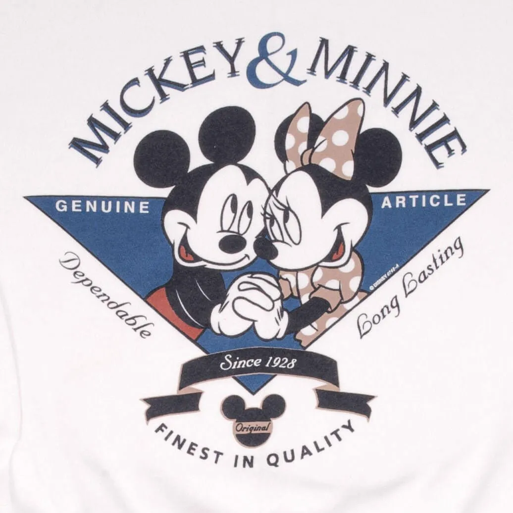 VINTAGE DISNEY MICKEY AND MINNIE MOUSE 1990S WHITE SWEATSHIRT SIZE XL