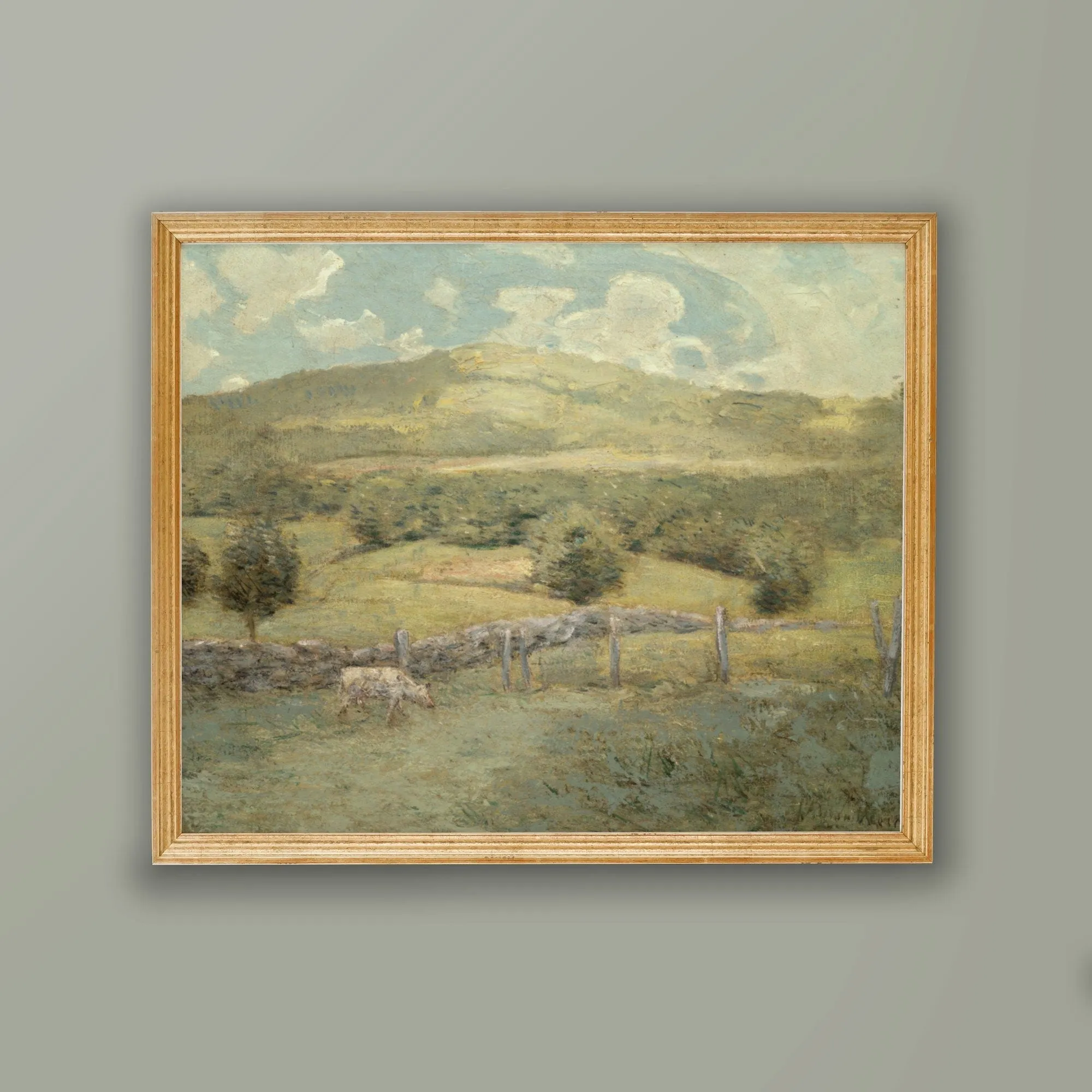 Vintage Farm with Cows Wall Art