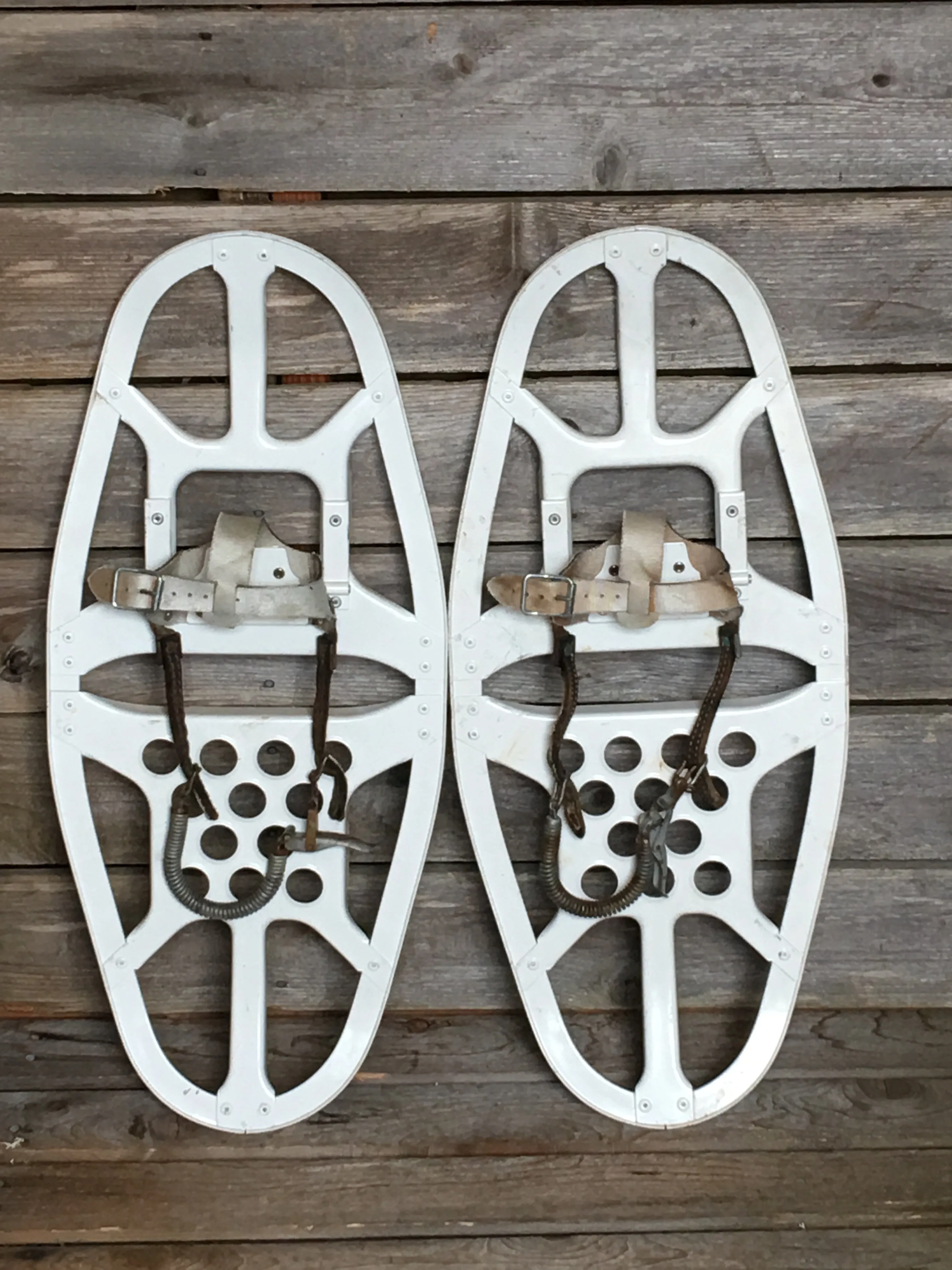 Vintage Metal Snowshoes - White