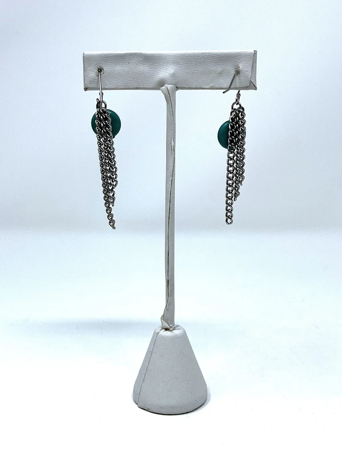 Vintage Silver & Blue Chain Dangle Earrings