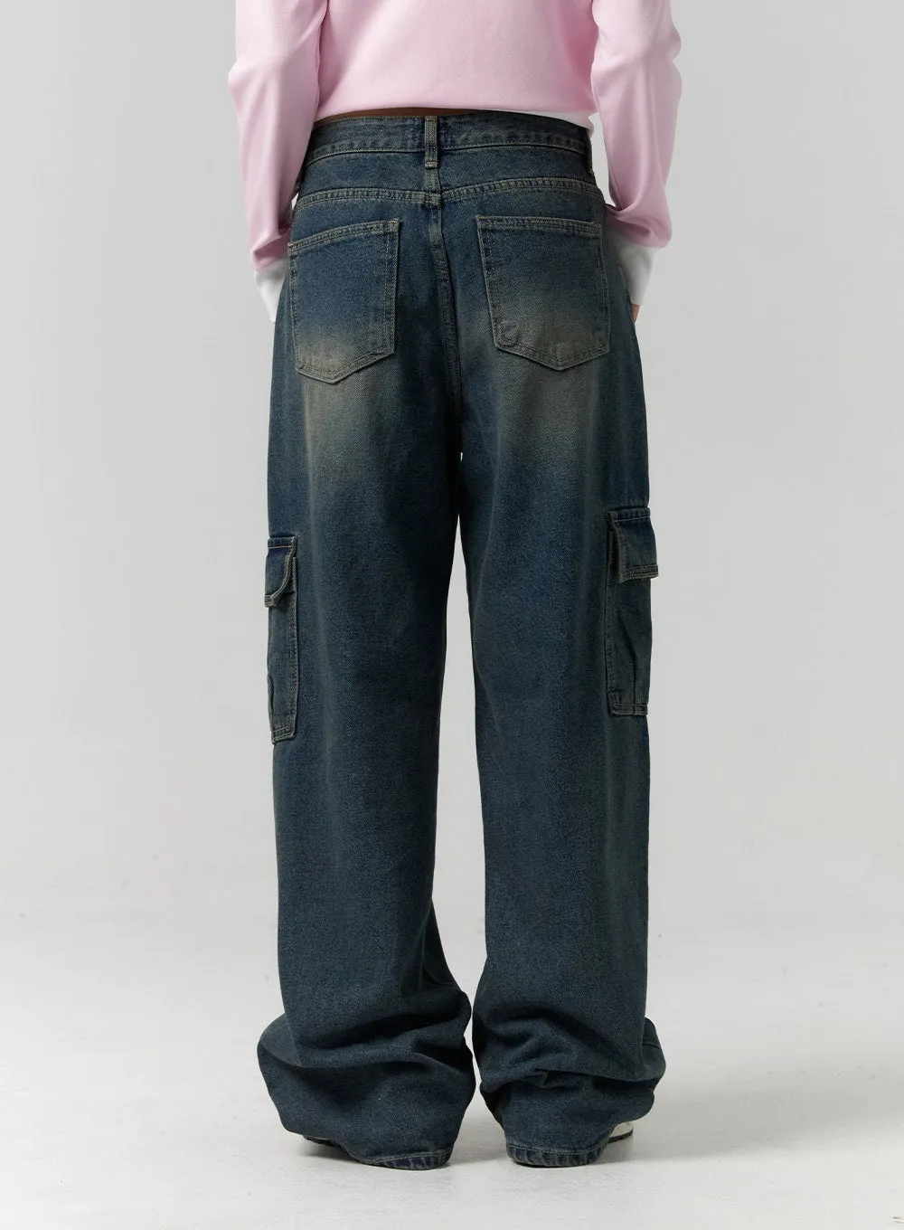 Vintage Wash Cargo Jeans CS314