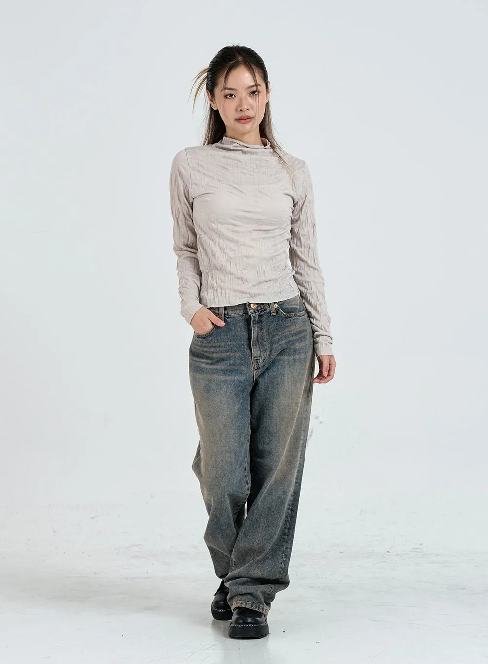 Vintage Washing Wide Pants Unisex CO11