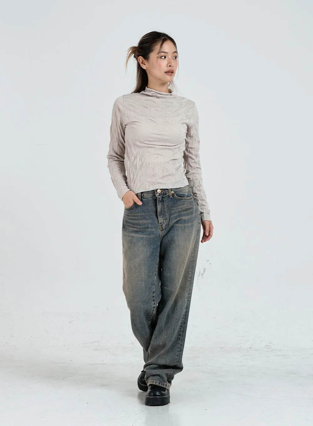 Vintage Washing Wide Pants Unisex CO11