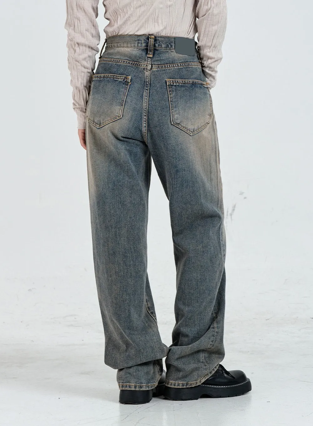 Vintage Washing Wide Pants Unisex CO11