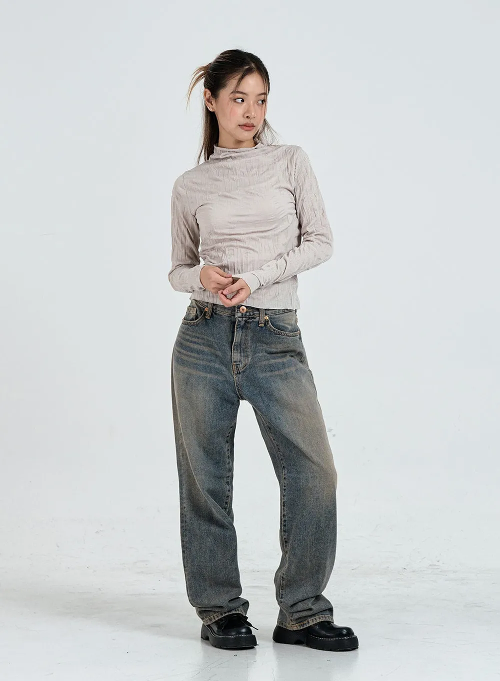 Vintage Washing Wide Pants Unisex CO11