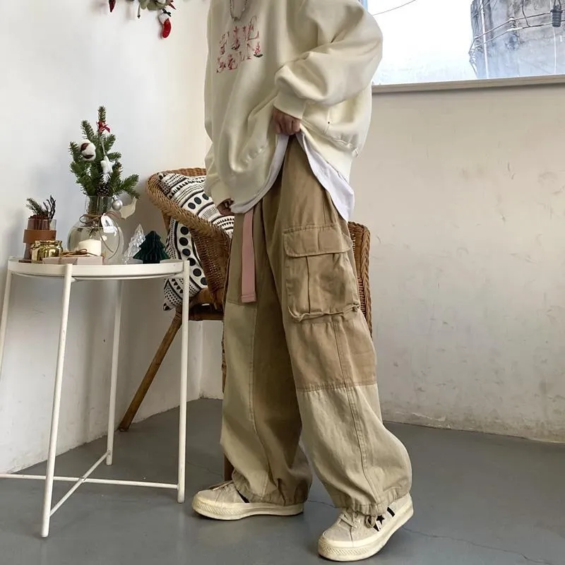 Wenkouban Back To School  Baggy Black Cargo Pants For Men Khaki Cargo Trousers Male Vintage Loose Casual Autumn Japanese Streetwear Hip Hop