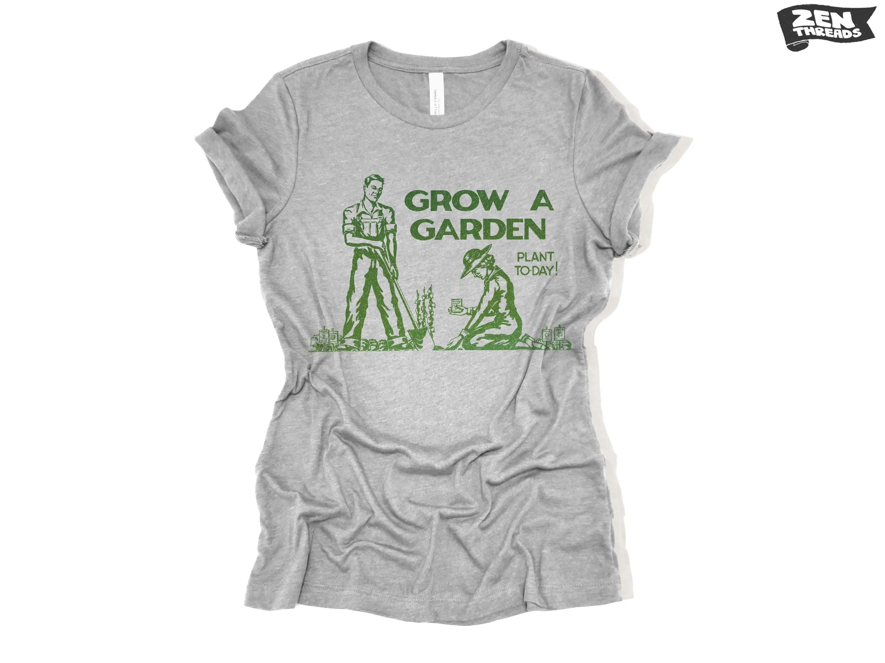 Womens GROW A GARDEN eco soft printed ladies relaxed crew tee nature lover outdoors gardening farmer plants trees grow your own food top